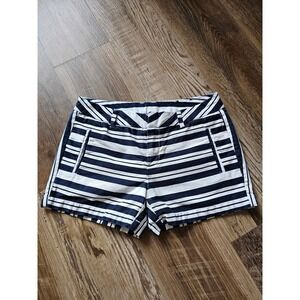 Stylus Womens Navy Blue White Striped Nautical Shorts Size 2 Flat Front Summer